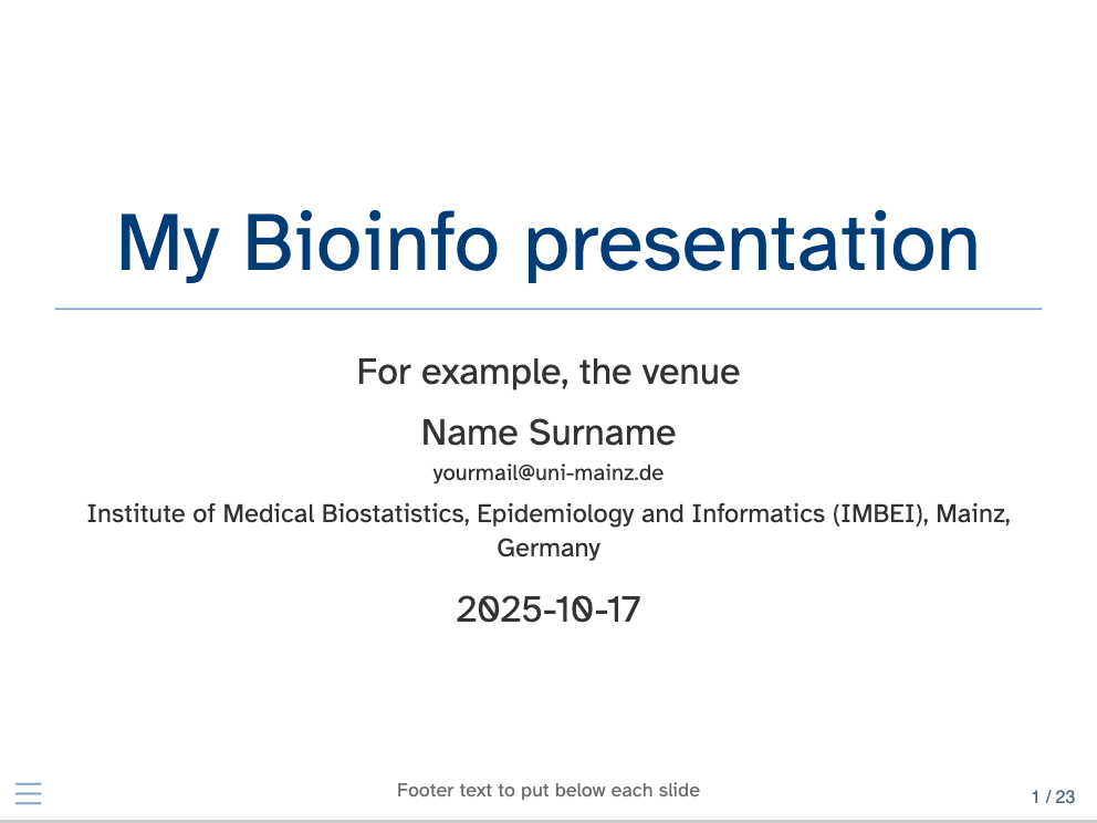 Snapshot of the created presentation